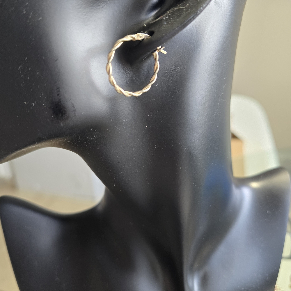 Silver Twisted Hoop Earrings - Picture 7 of 7